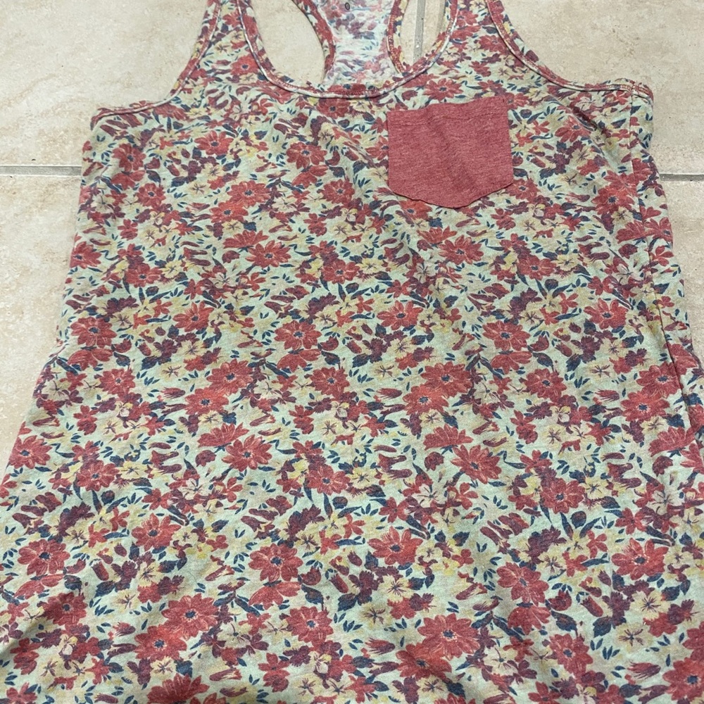 Floral red tank